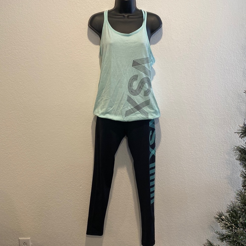 Victoria Secret Sport VSX Sport Mint Green Tank and Size S workout pants